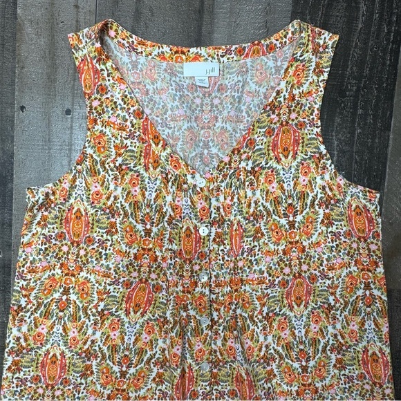 J. Jill Orange and Pink Relaxed Sleeveless Tank Top small petite - Picture 2 of 13